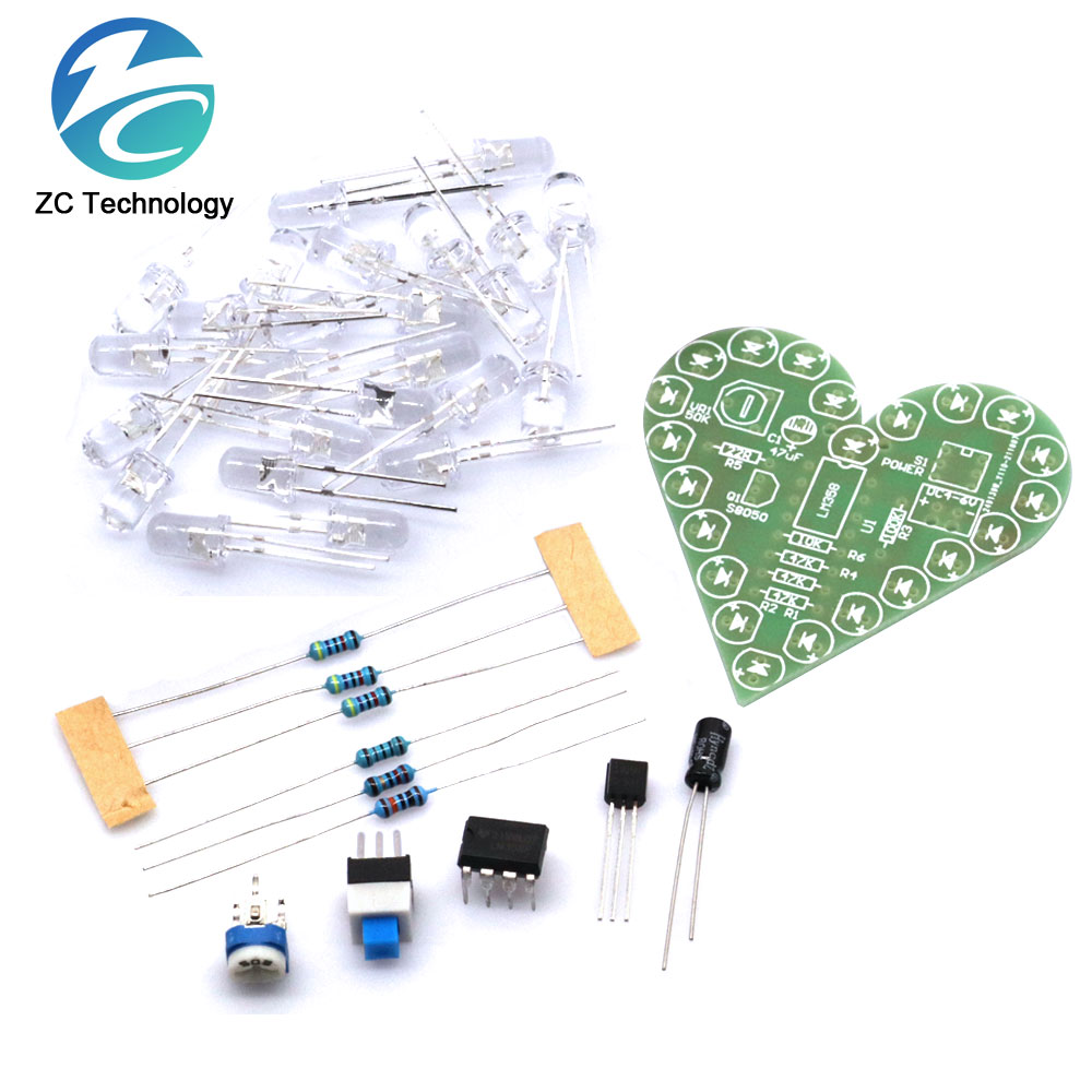Diy Electronics Learning Kit - Dy Kit kalp şekli solunum lamba
