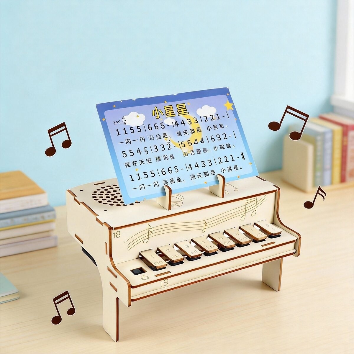 Diy Electronics Learning Kit - DIY Ahşap Elektronik Piyano Modeli STEM
