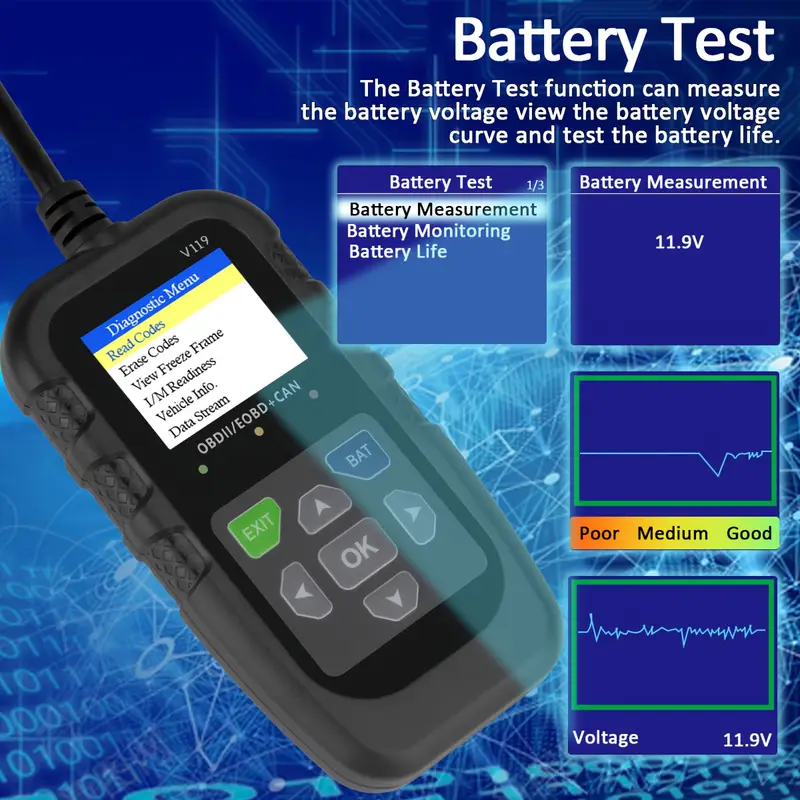 V119 OBD2 Tarayıcı Kod Okuyucu - Logic Analyzer Usb incelemesi ve fiyatı